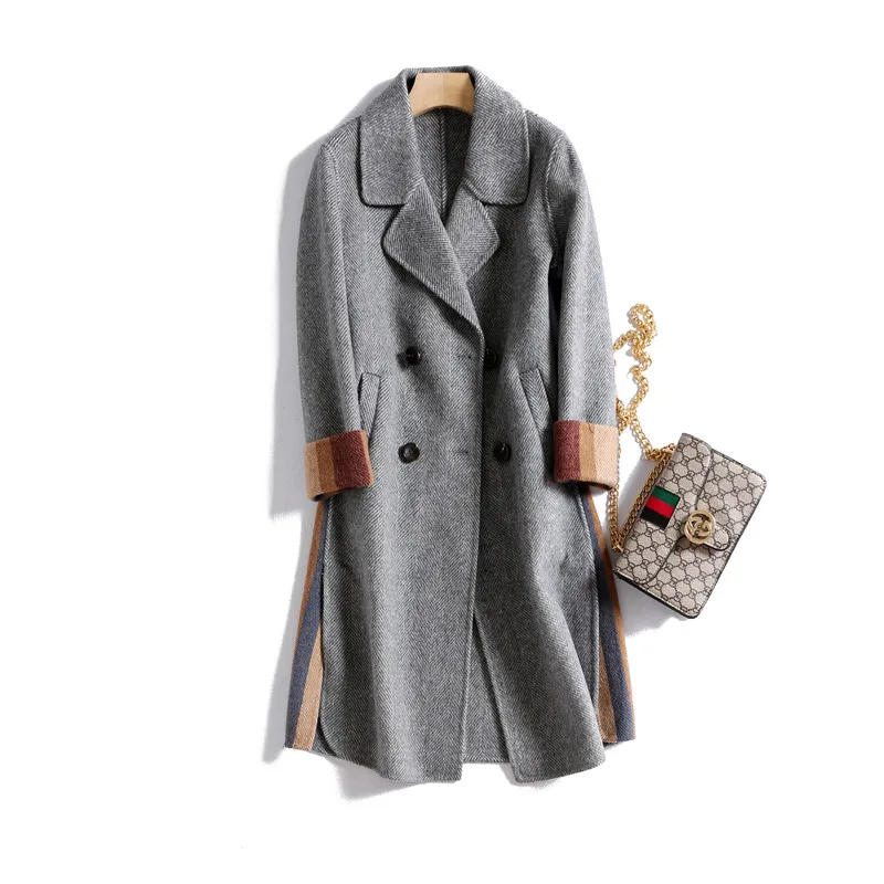 Wool Elegant Coat 100% Female Vintage Woolen Jacket Women Korean Manteau Femme 2021 Office Ladies Fit Blend Coats LW2904