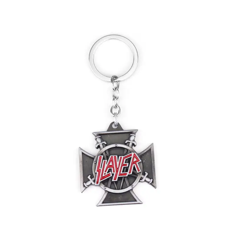 Slayer Band Keychain  Killer Thrash Logo Key Chains Trinket Men Punk Jewelry Key Holder Llaveros Car Accessories