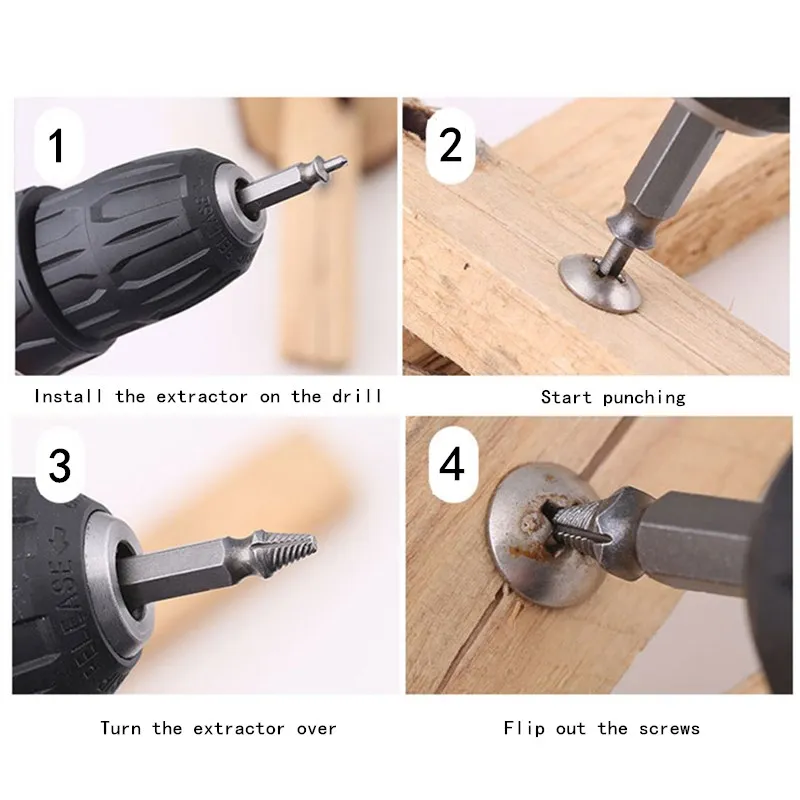 4Pcs Tapeinduithalerset S2 4341 Dubbele Kop Elektrische Schroevendraaier Bit Materiaal Beschadigd Tapeinduithalerset Stud Schroef Removal Tool