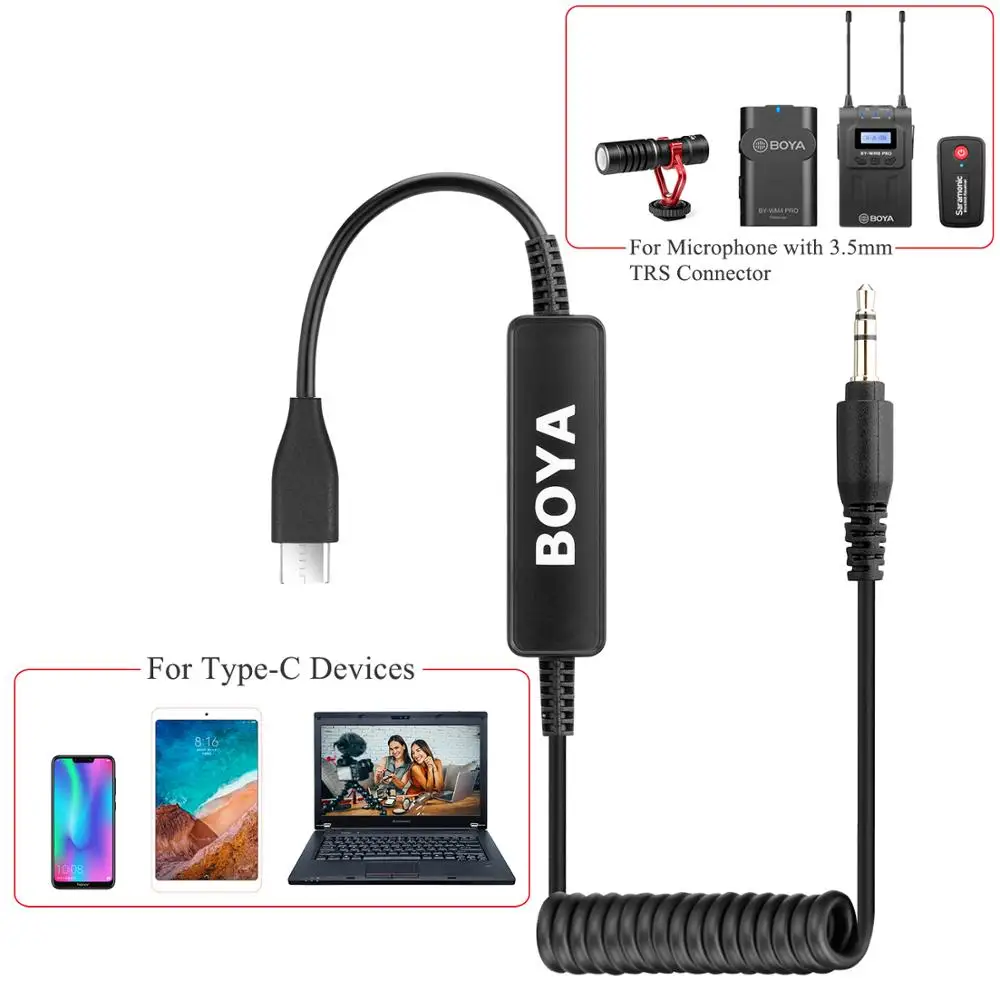 BOYA 35C-L/USB C ไมโครโฟนอะแดปเตอร์เสียง3.5มม.TRS To Lightning Type-C สำหรับ iPhone โทรศัพท์มือถือ PC Android IOS สตรีมมิ่ง Youtube