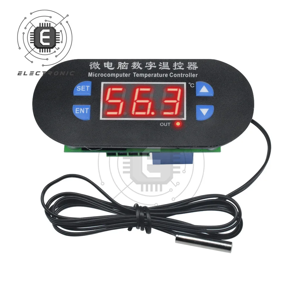 

W1308 DC 12V AC 110-220V NTC10K Temperature Controller Adjustable Digital Cool Heat Sensor Red Display Thermostat Switch