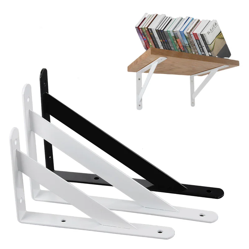 

2pcs Metal Shelf Bracket L Shape Thickened Corner Brace Shelf Right Angle 6-20 inch Bracket for Commodity Furniture Fitting