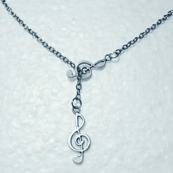 Fashion  Double Notes / treble clef Pendant Adjustable Cross Lariat Necklace For Women Men Punk Goth Jewelry Gift