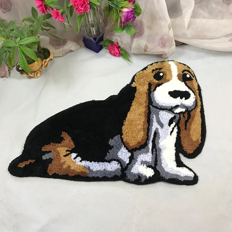 

3D Creative Handmade Soft Cushion Area Rugs for Bedroom Living Room Floor Mat Shaggy Silky Dogs Plush Carpet Bedside Rug