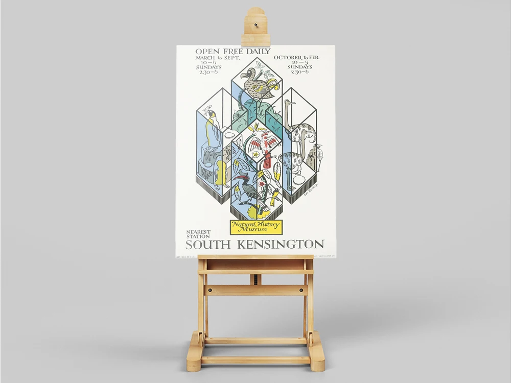 Animal Art Natural History Museum South Kensington Vintage London Underground poster by Edward Bawden Nursery Kids Room decor