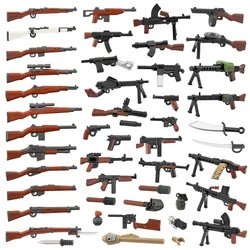 WW2 Soldiers Weapons Building Block, Duas Cores, Pistola, Rifle, AK, Armas, Faca, Granadas, Punhais, Military Bricks Acessórios, C292, 10pcs