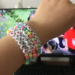 OMY Letter Bead Bracelet Women Adjustable String Name Bracelets DIY Jewelry 6mm colorful beads letter bracelets