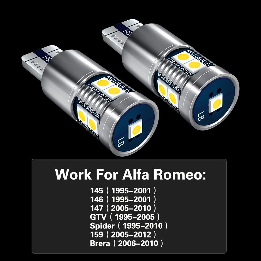 2pcs LED Clearance Light Parking Bulb Lamp W5W T10 194 Canbus For Alfa Romeo 145 146 147 GTV Spider 159 Brera 2006-2010