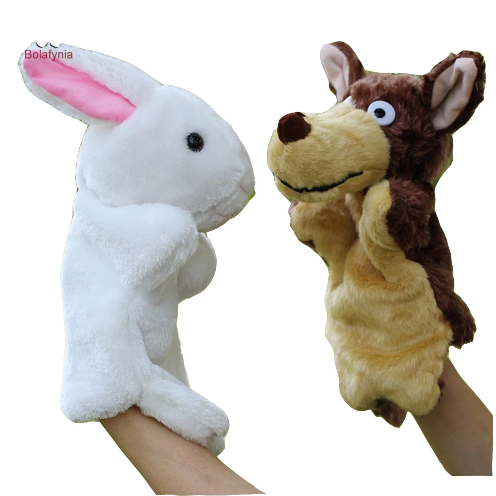 Children Stuffed White Rabbit and the Wolf story plush Toy Hand Puppet