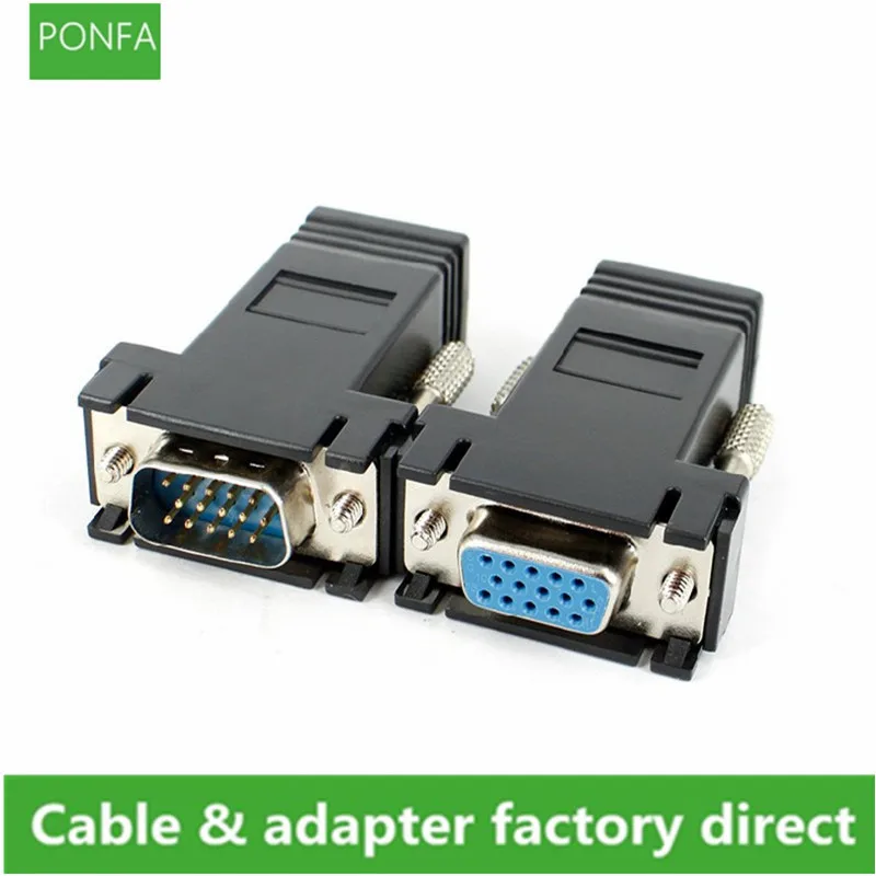 Rallonge RJ45 vers VGA mâle et femelle vers Lan Cat5 Cat5e, adaptateur Ethernet femelle RJ45 pour ordinateur de bureau