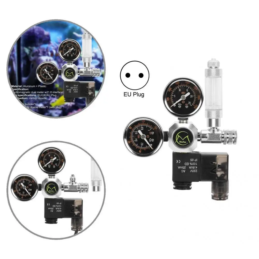 Professional Good Sealing Easy to Read Aquarium CO2 Regulator Adjustable CO2 Solenoid AC Regulator with Bubble Counter