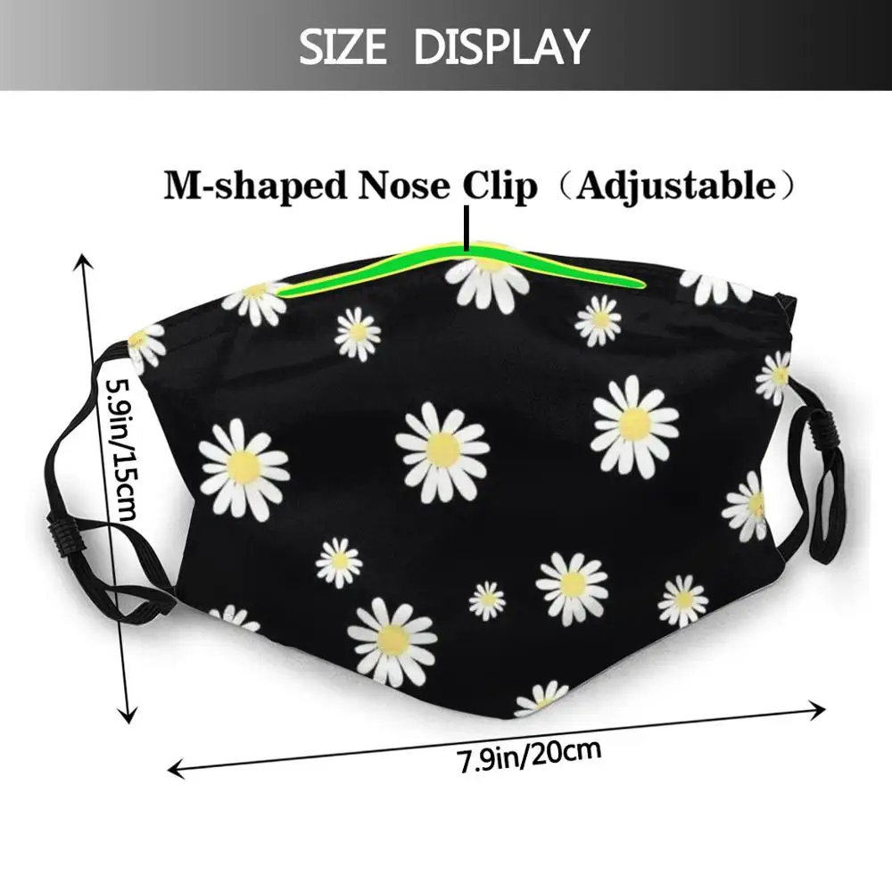 Daisy Pattern Adult Kids Anti Dust Filter Diy Mask Daisies Daisy Black Pattern Phone Case Pretty Flowers Floral Garden