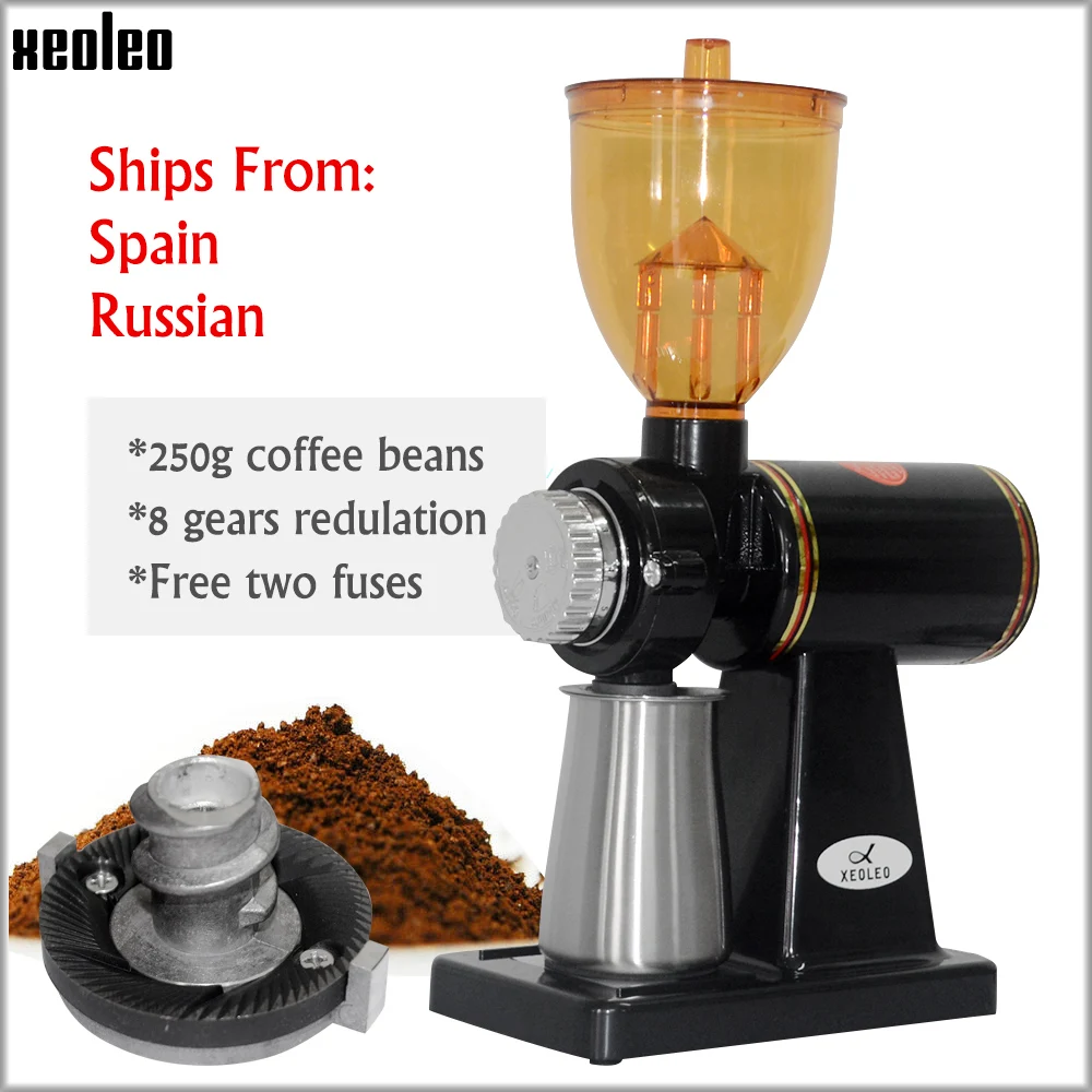 

Xeoleo Electric Coffee grinder Coffee bean miller Espresso coffee machine 8 Steps Anti-jump 60mm Flat Burr grinder 100W