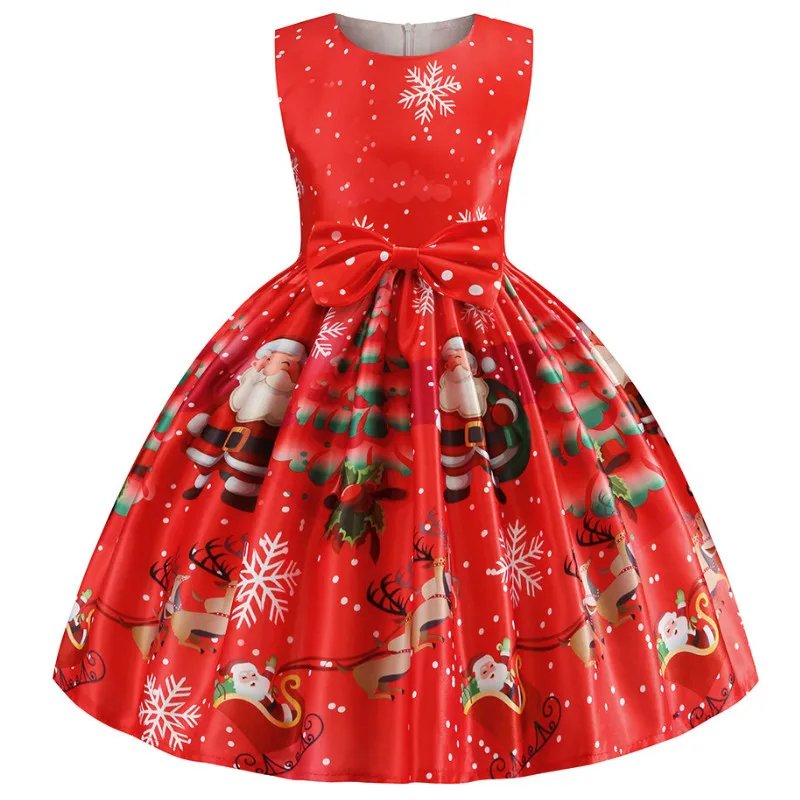 Baby Girls Christmas Dress Costume Princess Girl\'s New Year Party Dresses Children Kids Clothing Infantil Vestidos Red Clothes