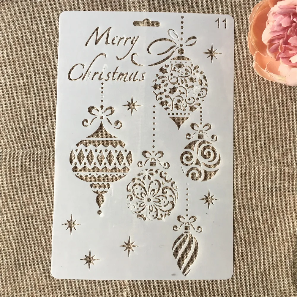 Hot 26cm Merry Christmas Balls DIY Craft Layering Stencils Wall Painting Scrapbooking Stamping Embossing Album Card Template