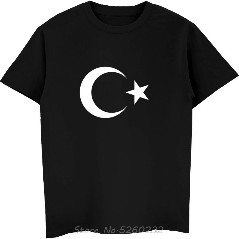 Summer Men Short Sleeve Tshirt Turkey Turkiye Turkish Islamic Muslim Flag Crest T-shirt Hip Hop Tees Streetwear