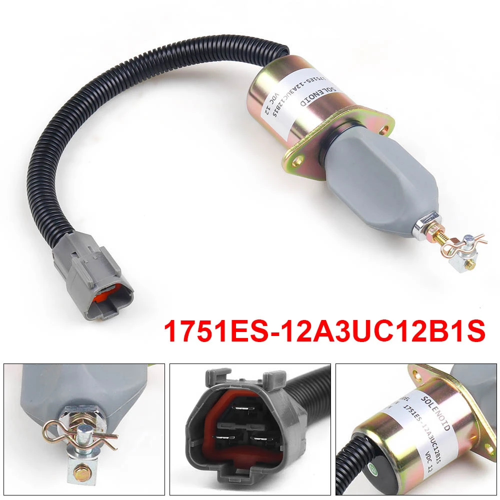 

12V 1751ES-12A3UC12B1S Fuel Shut Off Solenoid for Hyundai Excavator R60-5 For Yanmar