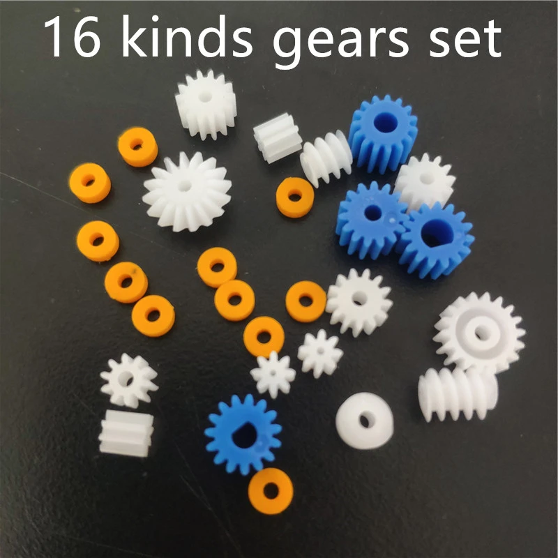 Plastic Gears Set DIY Assembly Toy Teeth Belt Worm Band Wheel Sector Crown Double Shaft Layer Helicopter Car Parts