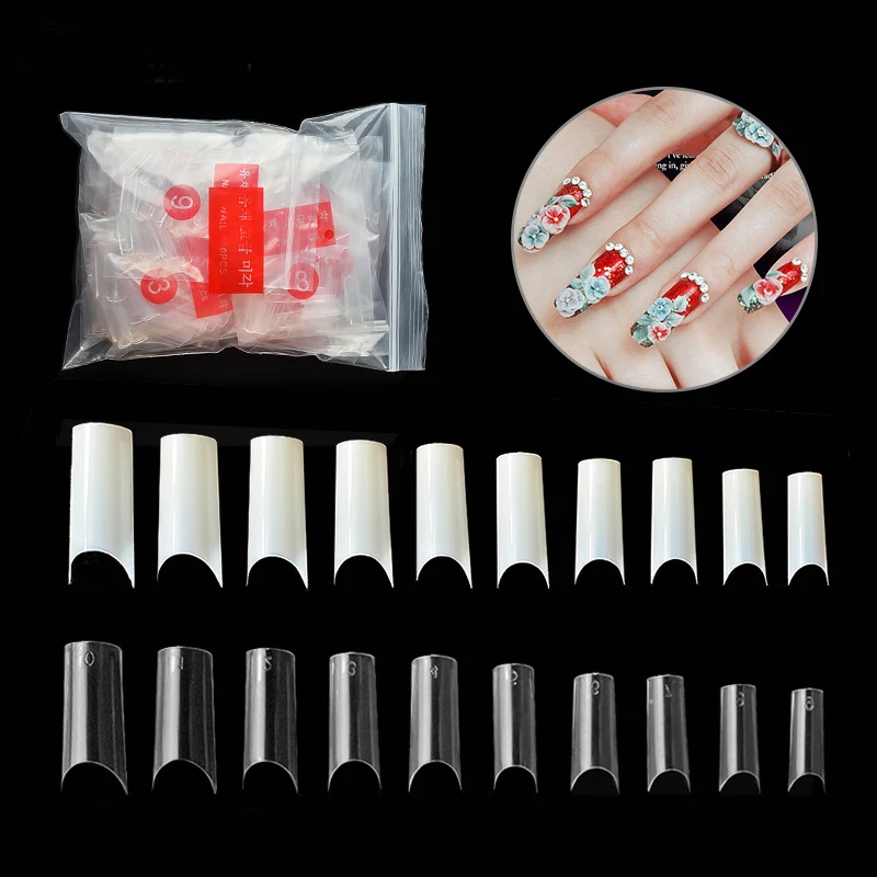 500 Stück halbfranzösische C-förmige künstliche Nagelspitzen aus Acryl-UV-Gel, ultraflexible Maniküre-Kunstnägel – Detail 1