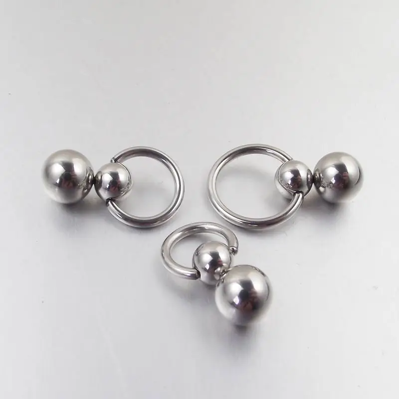 1 Piece Stainless Steel Double ball cucurbit gourd Ring Eyebrow Curved Tragus Ear Piercing PA Nipple Ring Bar Lips Body Jewelry