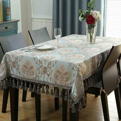 European Luxury Tassels Embroidered Tablecloth, Rectangular, Square, Round, Dining Coffee Table Cover, Party Event Decor