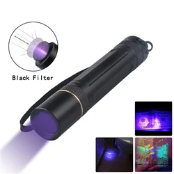 TOPCOM 365nm LED UV Flashlight Portable Ultraviolet Light 3W 5W LED UV Lantern Torch With Black Filter Lens For Pet Urine Detect