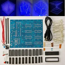 3D LED Square 8x8x8 LED Cu-be 3D Light Square Blue LED Electronic DIY Kit Tempered ability novelty news 3mm led