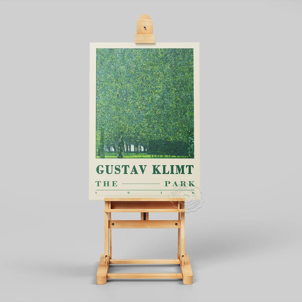 Gustav Klimt Exhibition Poster, Klimt The Park Oil Painting, Green Tree Landscape Prints Art, Vintage Park Scenery Wall Picture