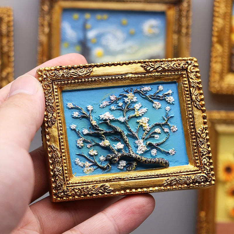 World famous painting Van Gogh painting Picture frame 3d fridge magnets starry sky sunflower siesta refrigerator stickers gifts