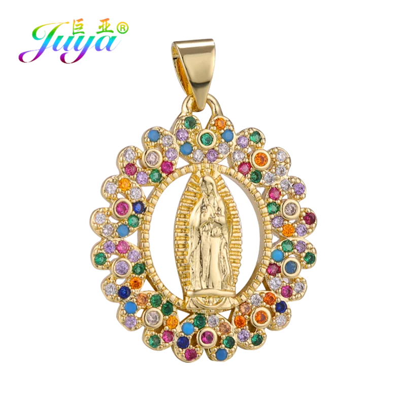 Juya handgefertigter, 18 Karat vergoldeter religiöser Medaillen-Souvenir-Anhänger, Heiliger Therese, Jungfrau Maria, christliche Charms-Zubehör – Detail 23