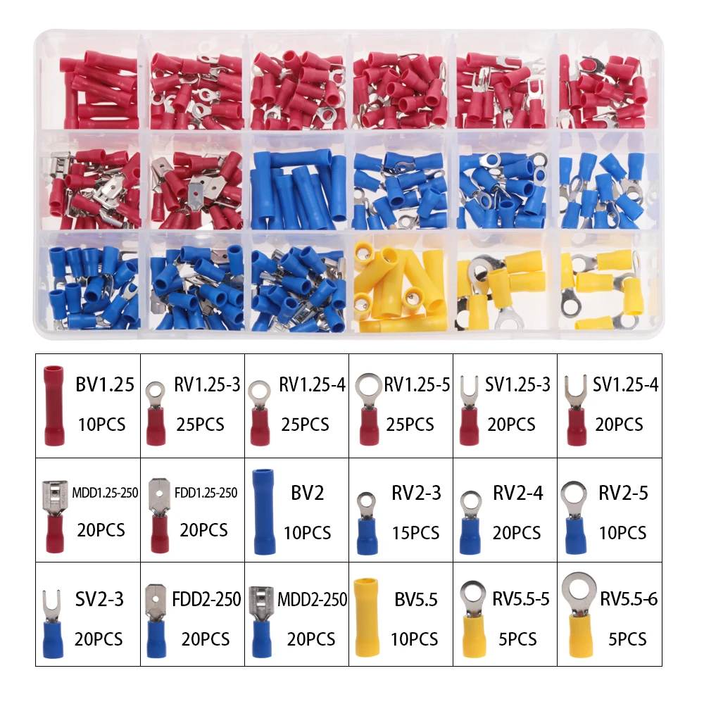 280/PCS Lectrical Cable Lugs Various Style Wire Terminales Male and Female Quick Butt Crimp Connectors