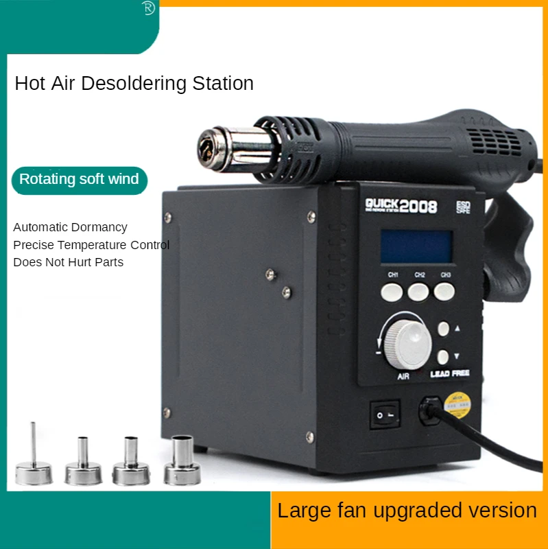 QUICK 2008 ESD Digital Display Heat Gun Welding Rework Soldering Station For iPhone Samsung Mainboard BGA Maintenance