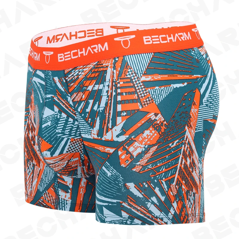 Bóxer corto con estampado para hombre, ropa interior Sexy, color azul y verde, talla grande, novedad