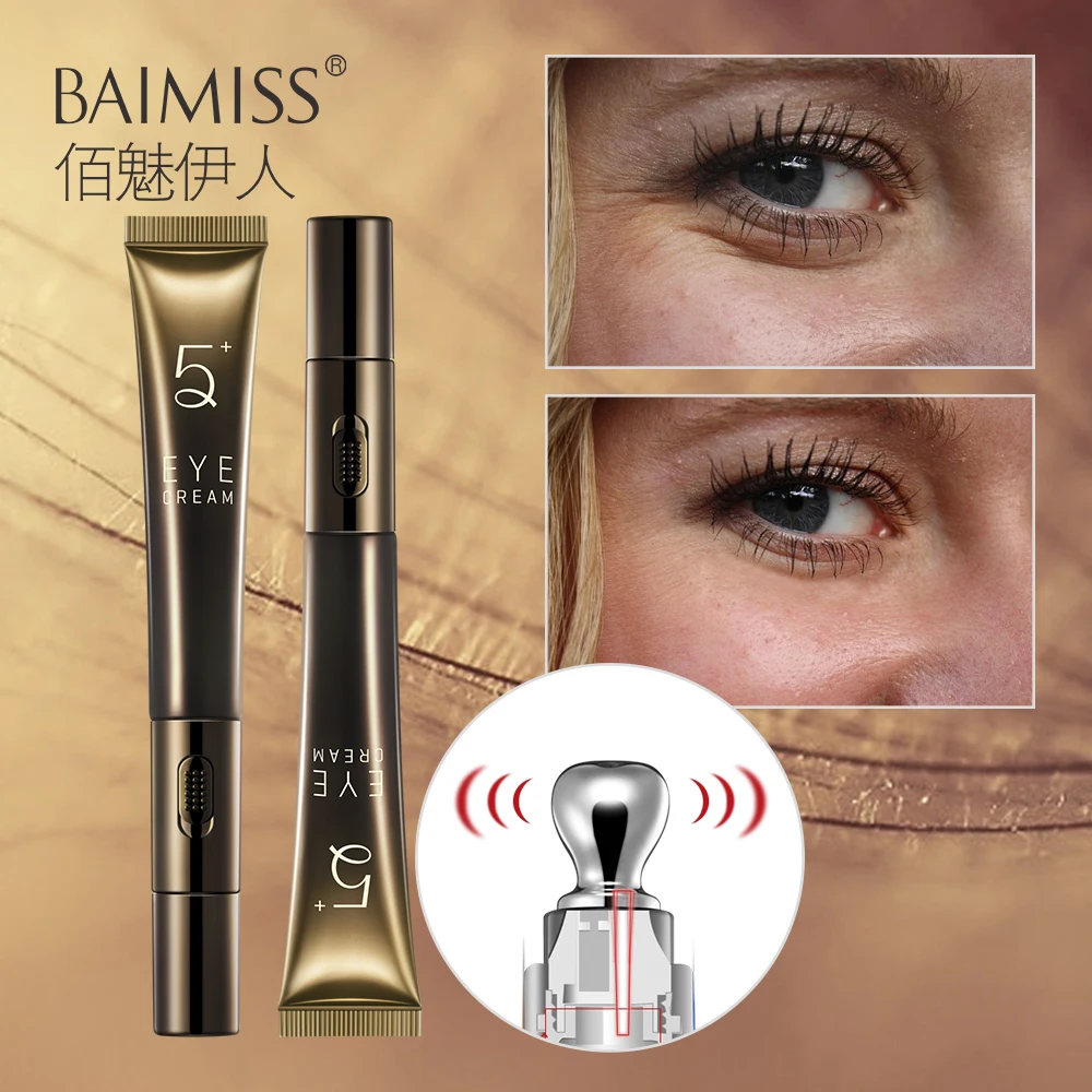 

BAIMISS 2PCS Electric Massager Eye Cream Collagen Anti Wrinkle Tight Repair Serum Face Dark Circles Remover Ageless Skin Care