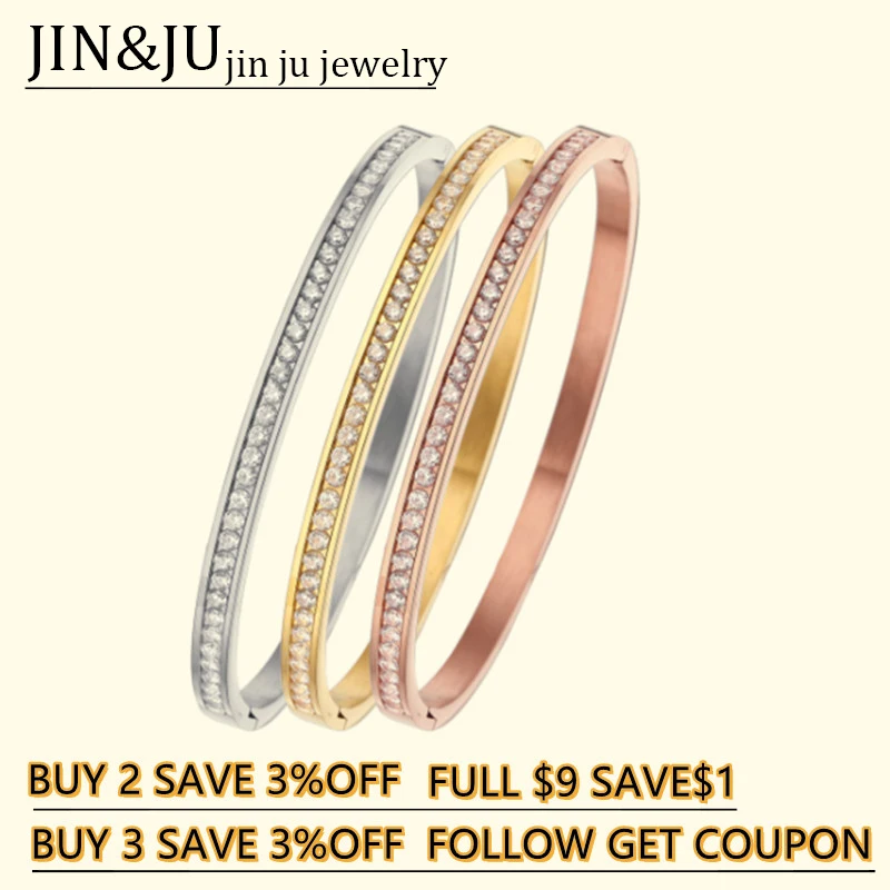 

JIN&JU Stainless Steel Bracelet Bangle For Women Jewelry Italia Joyas Bijoux Femme Gift украшения 2021 бижутерия подарок девушкe