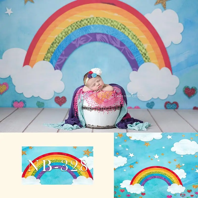 Mocsicka-Fond de photographie de nuage arc-en-ciel pour enfants, cabine de studio Smash Cake, accessoire photo pour nouveau-né, baby shower, 1er anniversaire