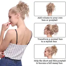 Curly Synthetic Hair Bun Elastic Band for Women #4