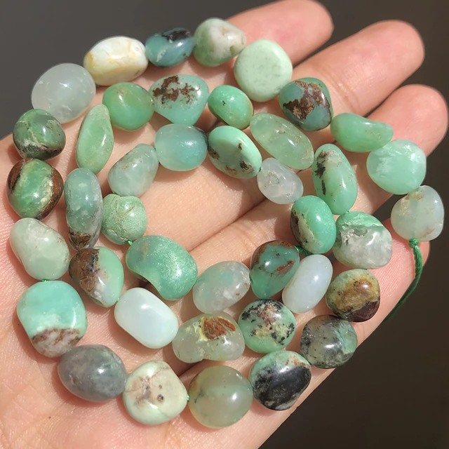 8-10mm Irregular Natural Australian Chrysoprases Green Jades Stone Beads for Accessories Jewellery Making Bracelet Necklace 15\'\'