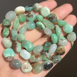 8-10mm Irregular Natural Australian Chrysoprases Green Jades Stone Beads for Accessories Jewellery Making Bracelet Necklace 15''