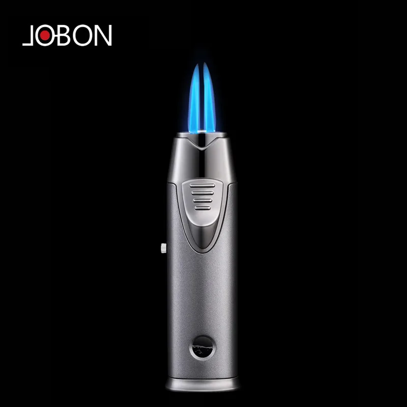 Jobon Windproof Lighter Inflatable Gas Creative Personality Blue Flame Point Moxibustion Straight into The Cigar Lighter Men's G