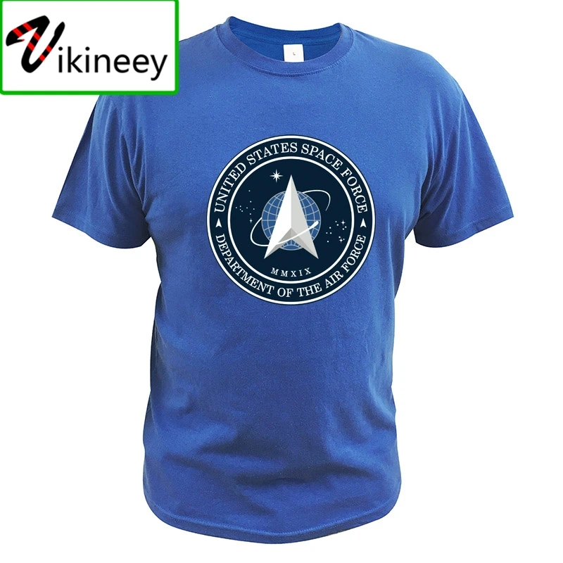 United States Space Force T Shirt 100% Cotton EU Size Breathable High Quality Round Neck Short Sleeved Tee Tops