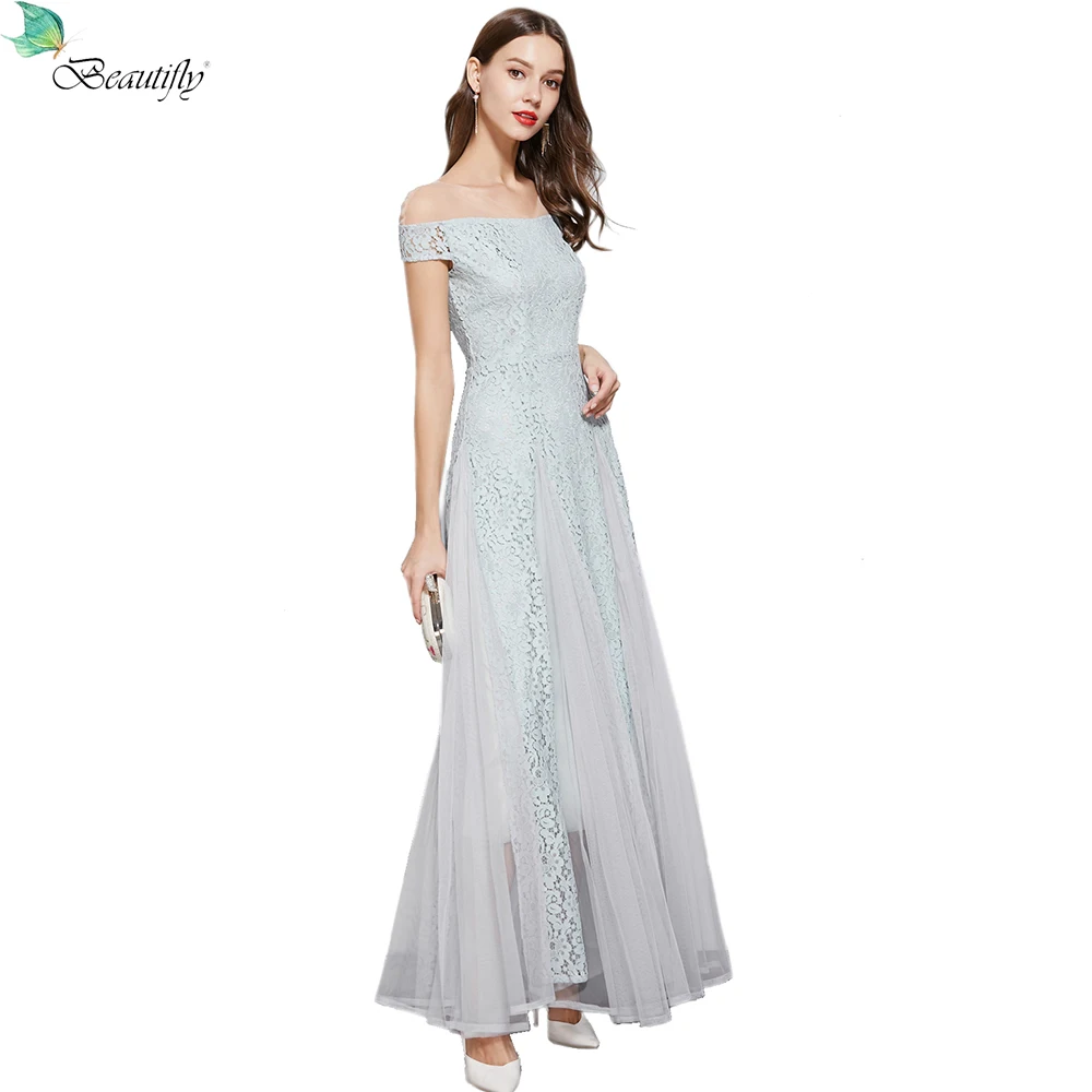 Vestido de festa feminino com zíper, novo maxi vestidos de festa com renda e tule azul claro, roupa com cauda longa, elegante