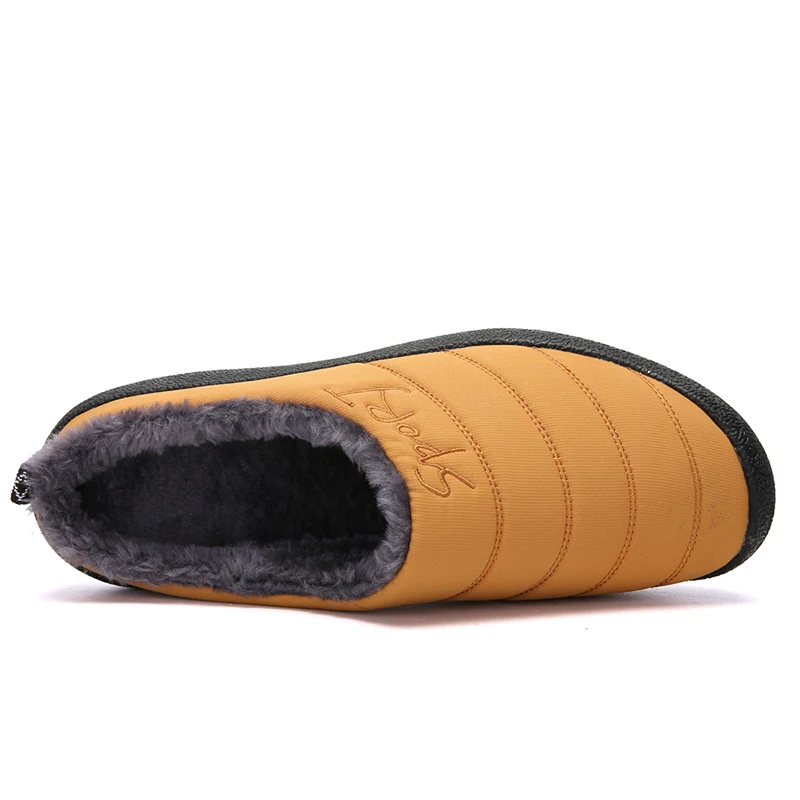 UncleJerry New Winter Slippers for Men and Women Warm Indoor Shoes Waterproof Non-slip Home Slippers Big size