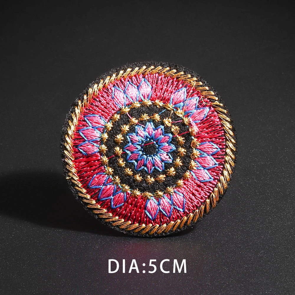 Ethnic style round embroidery patches Flower tube colourful Bags dresses pants decoration Badge Chinese style Accessories