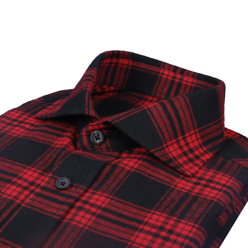 100% Cotton Warm Red Black Plaid Dress Shirts Tailor Made Dress Shirts Winter Sprint Checkered Shirt Custom Tailored Shirts Men