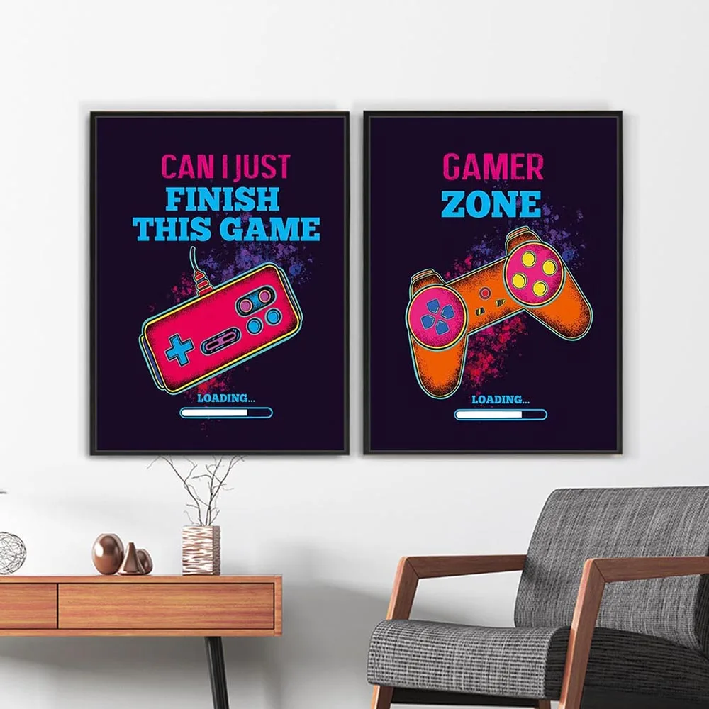 Funny Video Game Art Print Inspirational Words Quote Posters Canvas Print Gaming Wall Art For Boy Bedroom Playroom Home Decor