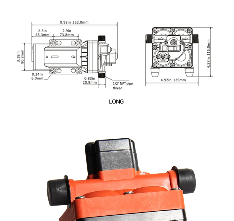 SEAFLO 42 Series Diaphragm Water Pump 3.0GPM 55PSI 12 Volts Electric Yacht Boat Marine RV Caravan High Pressure Supply 4 Chamber
