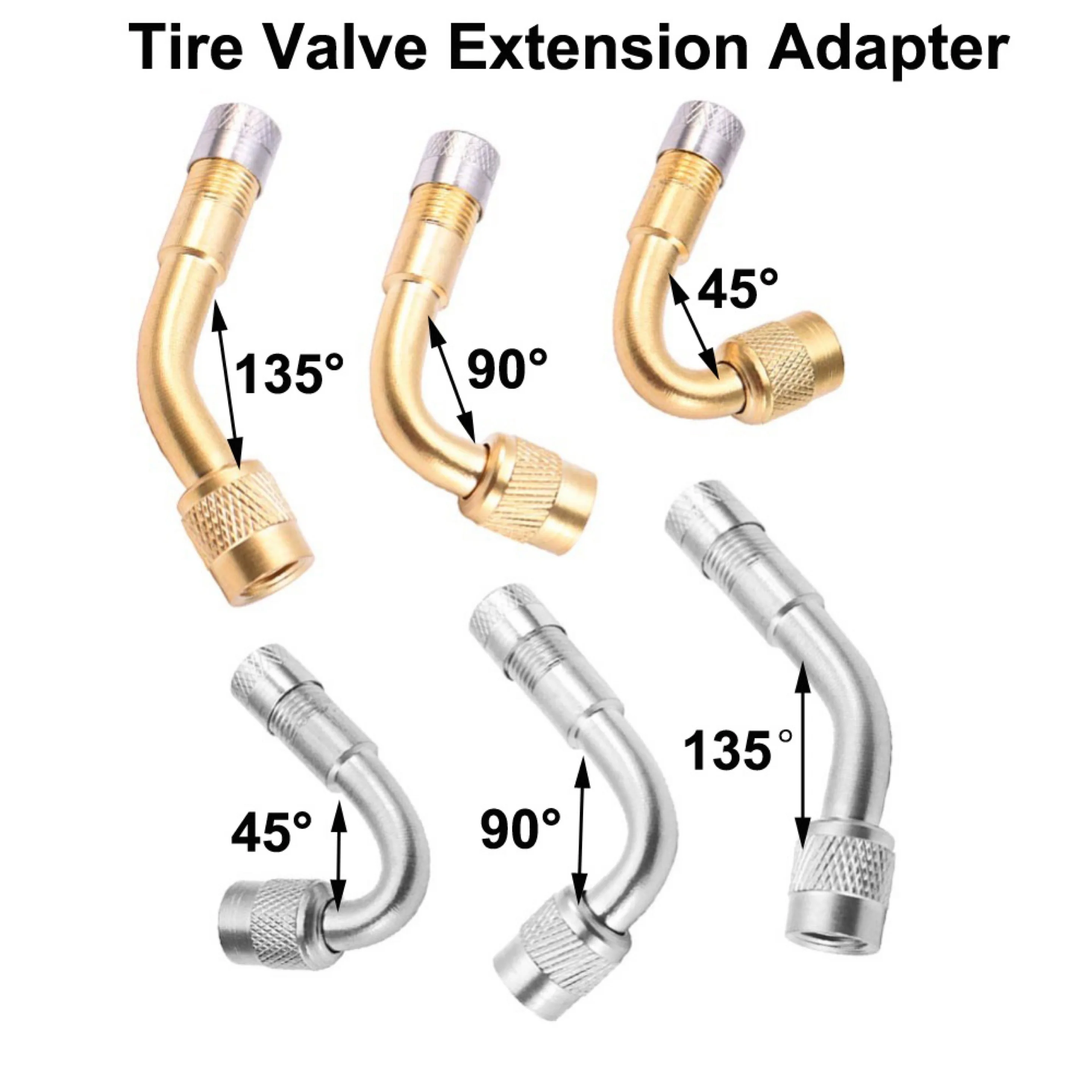 45/90/135/180 Degree Metal Bent Valve Extension for Car Truck Bent Valve Wheel Adapter