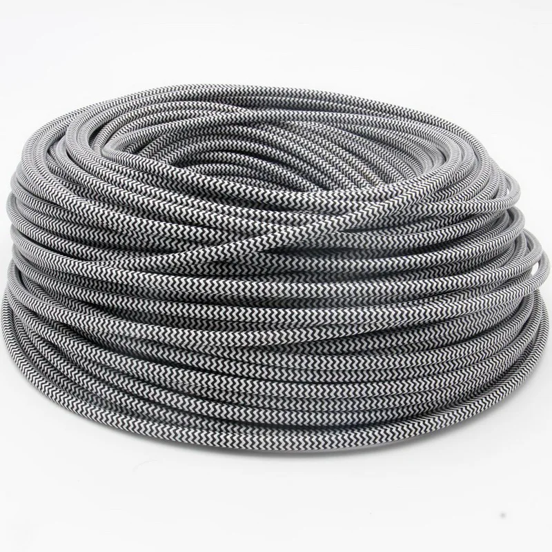 300V 2 Core 3 Core 1.5mm2 Fabric Textile Wire Cable Electrical Wire Flex Woven Power Cord Cable