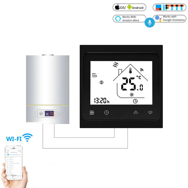 

BHT-002 Tuya Wifi Smart Gas Boiler Thermostat 3A Temperature APP Remote Control for Water/gas boiler Work with Alexa Google Home